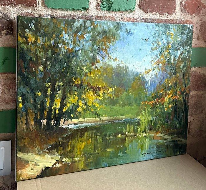 Andrey Belchev - Autumn on the lake, Antiek en Kunst, Kunst | Schilderijen | Modern