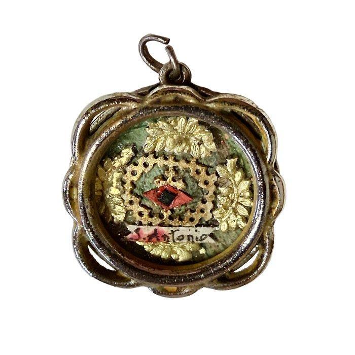 Reliekhouder - Legering, Papier, Textiel, Glas - 20e eeuw -, Antiek en Kunst, Antiek | Boeken en Bijbels