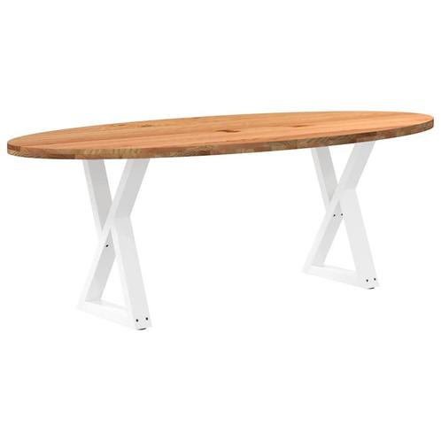 vidaXL Eettafel 220x100x74 cm ovaal massief eikenhout, Huis en Inrichting, Tafels | Eettafels, Nieuw, Verzenden