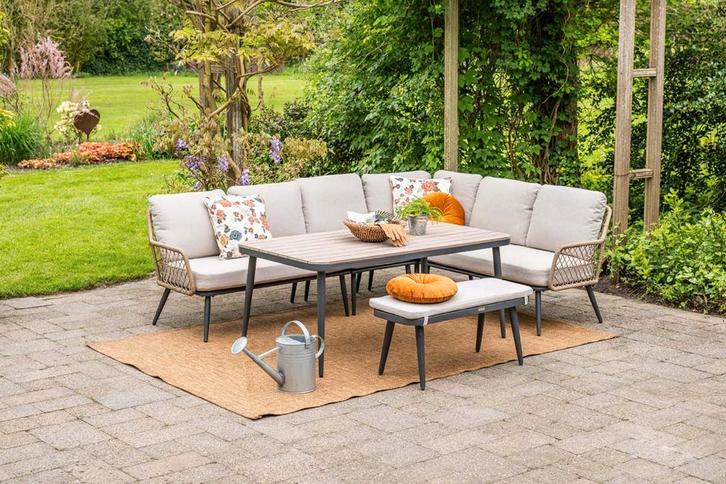 GI Allasio lounge-dining hoekset (6-delig) - Carbon, Tuin en Terras, Tuinsets en Loungesets, Loungeset, Nieuw, Overige materialen