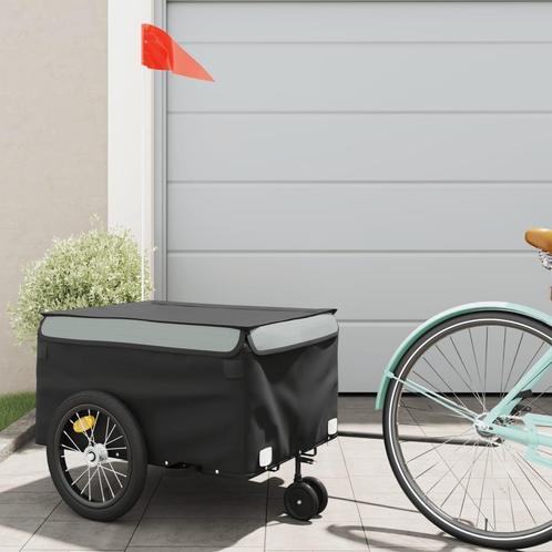 vidaXL Fietstrailer 45 kg ijzer zwart en grijs, Fietsen en Brommers, Fietsaccessoires | Aanhangers en Karren, Nieuw, Verzenden
