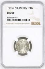 Nederlands-Indië. Wilhelmina. 1/4 Gulden 1945 - NGC MS66