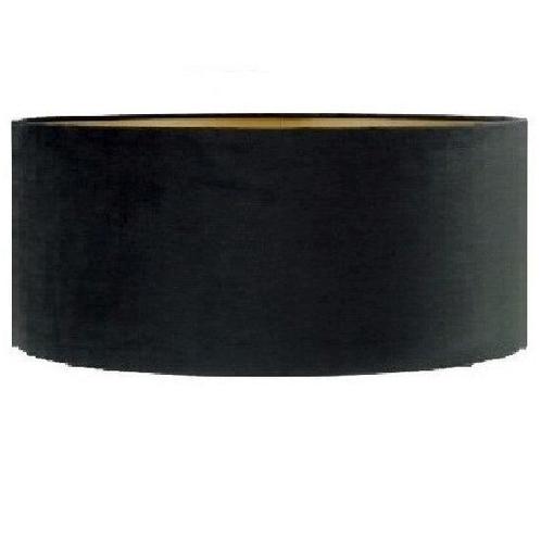 Stoffen lampenkap velvet | Zwart met Gouden binnenkant, Huis en Inrichting, Lampen | Lampenkappen, 25 tot 50 cm, Rond, Zwart, Nieuw