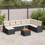 vidaXL Tuin Sofa Set 9 pcs Zwart en wit, Tuin en Terras, Tuinsets en Loungesets, Verzenden, Nieuw, Rotan