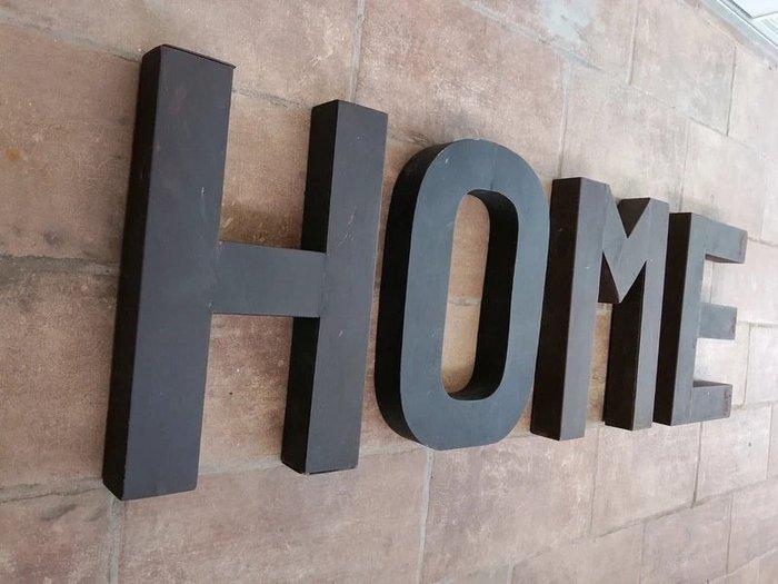 Letters in industrieel ijzer HOME - Reclamebord (4) -, Antiek en Kunst, Curiosa en Brocante