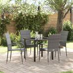 vidaXL Tuin Eetset 5 pcs Grijs Poly riet, Tuin en Terras, Tuinsets en Loungesets, Verzenden, Nieuw, Rotan