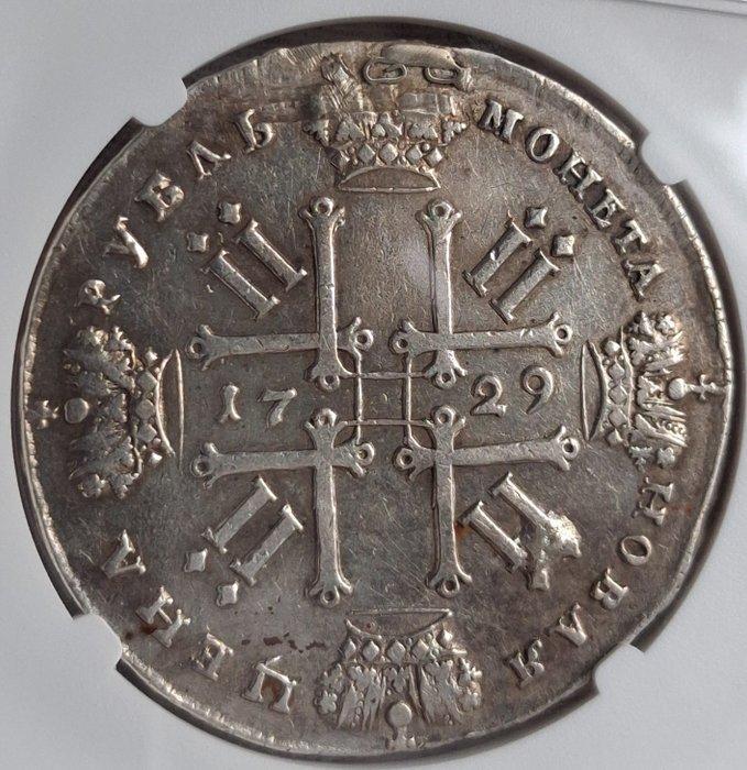 Russia Pietro II. 1 Rouble 1729 / AU - mount removed, Postzegels en Munten, Munten | Europa | Niet-Euromunten