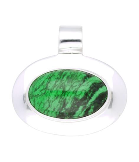 Zilveren Maw Sit Sit Jade edelsteen ovaal groot kettingha..., Sieraden, Tassen en Uiterlijk, Kettinghangers, Verzenden