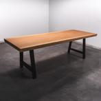 Boomstamtafel, Eettafel 230x92 massief hardhout, metaalpoot, Huis en Inrichting, Tafels | Eettafels, Overige houtsoorten, Robuust Modern