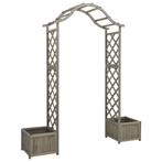 vidaXL Pergola met plantenbak massief vurenhout grijs, Tuin en Terras, Verzenden, Nieuw