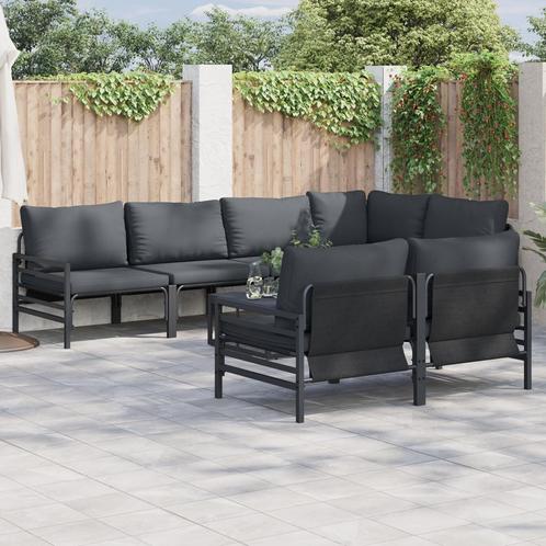 vidaXL Tuin Sofa Set met kussen 7 pcs Antraciet Staal & Stof, Tuin en Terras, Tuinsets en Loungesets, Nieuw, Rvs, Verzenden