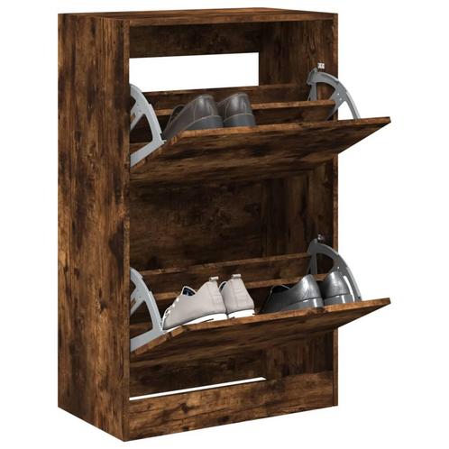 vidaXL Schoenenkast 60x34x96,5 cm bewerkt hout gerookt, Huis en Inrichting, Kasten | Schoenenrekken, Nieuw, Verzenden