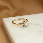Gouden solitair ring met diamant | 0,20 ct. (roos geslepen), Gebruikt, Overige kleuren, Ophalen of Verzenden, 17 tot 18