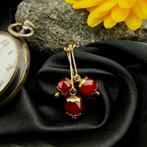 Gouden vintage hanger als tros met carneool, Ophalen of Verzenden, Gebruikt, Goud, Overige merken