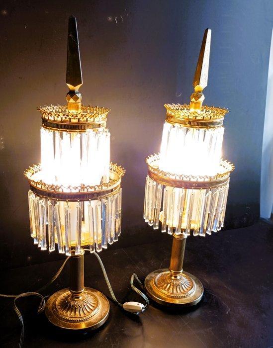 Tafellamp (2) - Hoogte : 53 cm - Verguld messing, Antiek en Kunst, Curiosa en Brocante