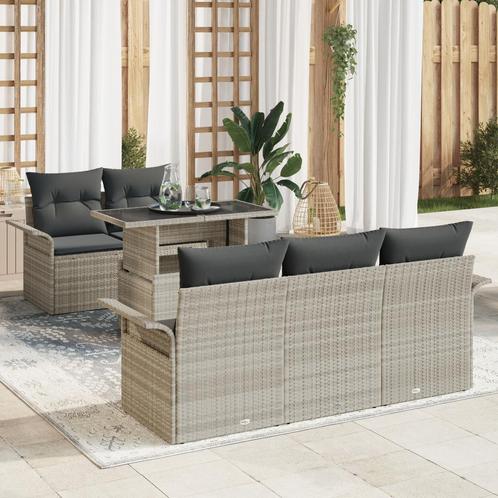 vidaXL 6-delige Tuinbankenset met kussens poly rattan, Tuin en Terras, Tuinsets en Loungesets, Nieuw, Rotan, Verzenden