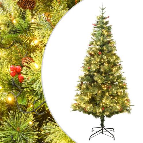 vidaXL Kerstboom met LED en dennenappels 225 cm PVC en PE, Diversen, Kerst, Nieuw, Verzenden