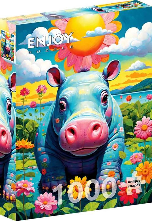 Sunny Hippo Puzzel (1000 stukjes) | Enjoy Puzzle - Puzzels, Hobby en Vrije tijd, Denksport en Puzzels, Nieuw, Verzenden