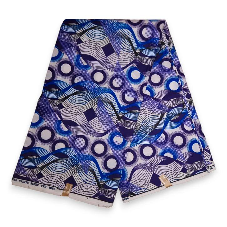 Afrikaanse stof - Blauwe Wires - Polycotton, Hobby en Vrije tijd, Stoffen en Lappen, Nieuw, Ophalen of Verzenden