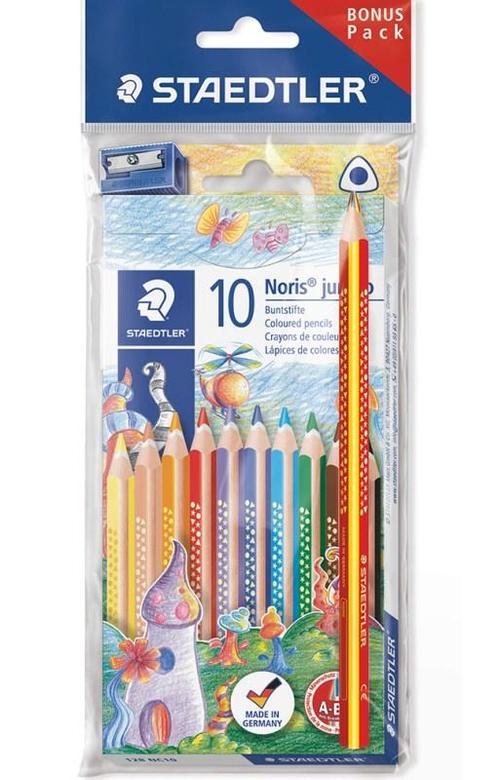 STAEDTLER Noris jumbo kleurpotloden, 10 stks + regenboog, Kinderen en Baby's, Speelgoed | Overig, Verzenden