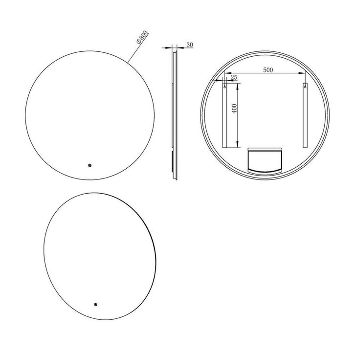 Spiegel Wiesbaden Giro Rond met LED Verlichting 80 cm, Huis en Inrichting, Badkamer | Badkamermeubels, Ophalen of Verzenden
