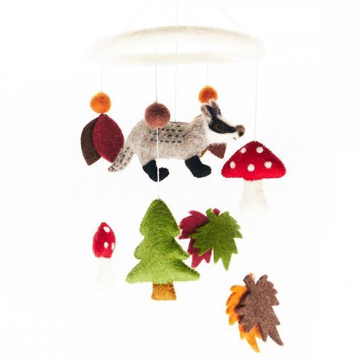 Vilten mobiel Das in (Herfst) Bos - 19x50cm NIEUW, Kinderen en Baby's, Kinderkamer | Inrichting en Decoratie, Nieuw, Ophalen of Verzenden