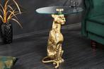 Ronde bijzettafel WILDLIFE PANTHER 60cm goud antiek metalen, Huis en Inrichting, Tafels | Sidetables, Ophalen of Verzenden, Nieuw