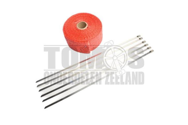 Uitlaat hitteband rood 5cm x 5 meter, Fietsen en Brommers, Brommeronderdelen | Algemeen, Nieuw, Ophalen of Verzenden