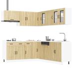 vidaXL 11-delige Keukenkastenset Kalmar bewerkt hout sonoma, Huis en Inrichting, Keuken | Keukenelementen, Verzenden, Nieuw, Bruin