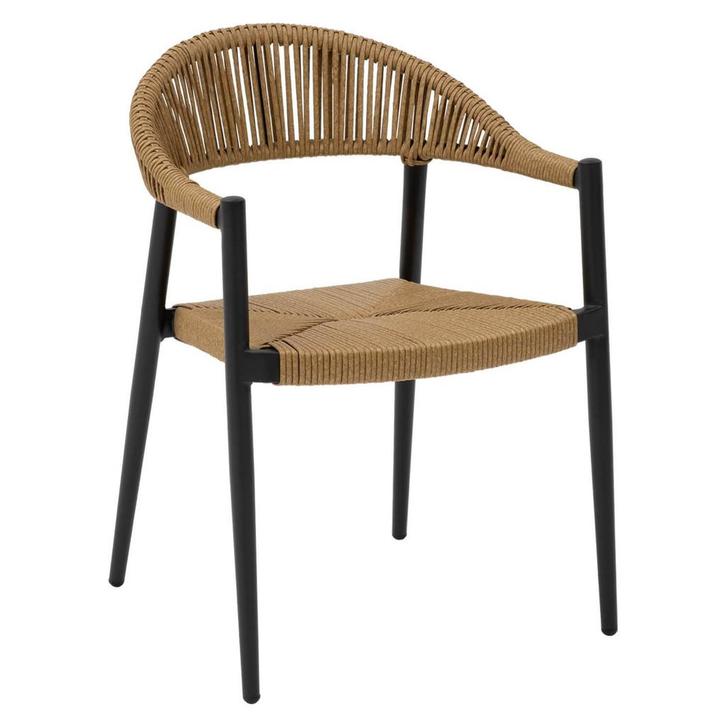 Stoel | VOLGA | Aluminium Rotan/Aluminium | Naturel | Zwart, Zakelijke goederen, Horeca | Keukenapparatuur, Nieuw in verpakking