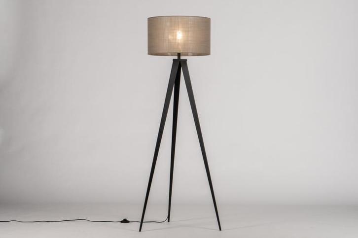 Rietveld Vloerlampen - Zwart, Taupe - Stof, Metaal, Huis en Inrichting, Lampen | Vloerlampen, Verzenden
