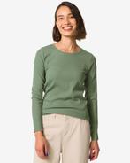 HEMA Dames T-shirt Clara rib groen, Verzenden, Nieuw