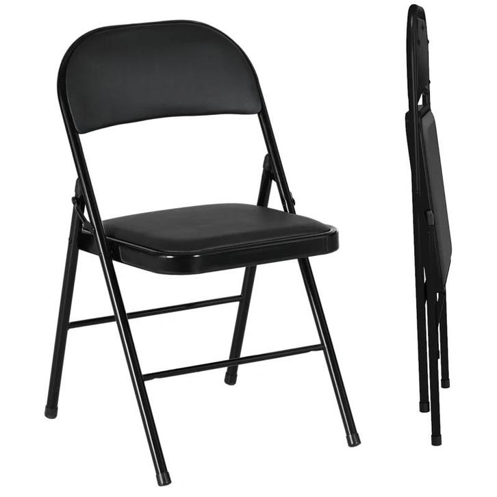 TRUUSK Set van 2 Klapstoelen - Kunstleer - Metalen Frame - T, Huis en Inrichting, Stoelen, Nieuw, Verzenden