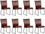 Set van 8 Cognac leren industriële eetkamerstoelen - Granada, Overige kleuren, Nieuw, Leer, Ophalen of Verzenden