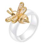 Ceramic / 18K gold plated steel finger ring, Intensity - 8, Verzenden