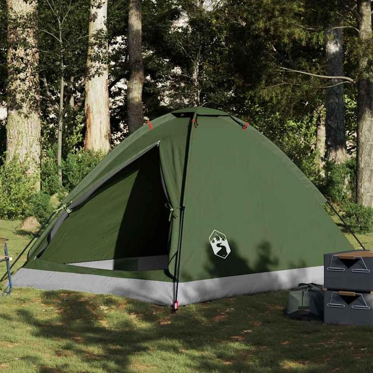 vidaXL Koepeltent 4-persoons waterdicht olijfgroen, Caravans en Kamperen, Tenten, Nieuw, tot en met 2, Verzenden