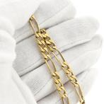 18 Krt. Gouden Figaro schakel armband; 21 cm | Heren, Ophalen of Verzenden, Gebruikt, Overige kleuren, Goud