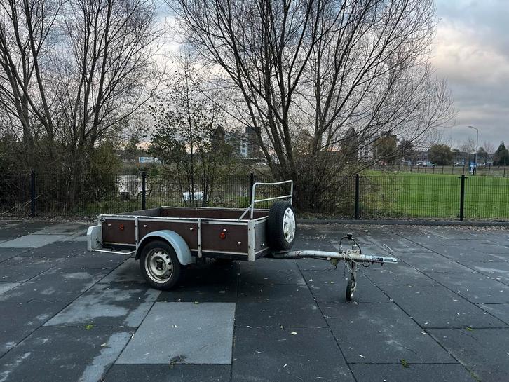 Bakwagen Enkelasser 200 x 100cm ongeremd met bladveren Marge, Auto diversen, Aanhangers en Bagagewagens, Gebruikt, Ophalen