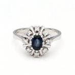 Ring - 14 karaat Witgoud - Diamant - Saffier, Nieuw