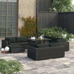 vidaXL 10-delige Loungeset met kussens poly rattan zwart, Meer dan 8 zitplaatsen, Nieuw, Loungeset, Verzenden