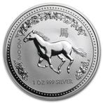 Lunar I - Year of the Horse - 1 oz 2002 (99.632 oplage), Postzegels en Munten, Munten | Oceanië, Zilver, Losse munt, Verzenden