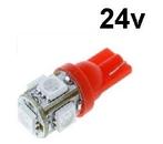 T10 - 24 volt - 5 LED - 5050 SMD - ROOD, Ophalen of Verzenden