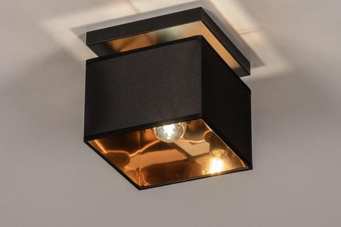 Rietveld Plafondlampen - Zwart, Goud - Stof, Metaal, Huis en Inrichting, Lampen | Plafondlampen, Verzenden