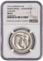 Duitsland, Württemberg Wilhelm II. 3 Mark 1911 - NGC MS63