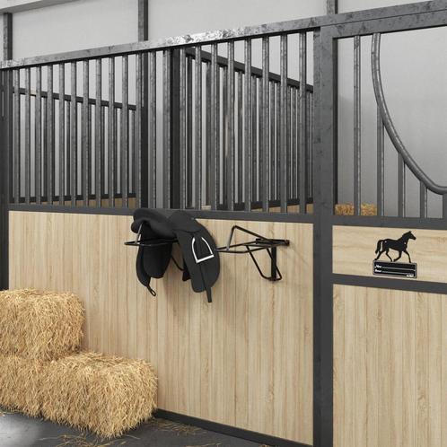 vidaXL Zadelrek inklapbaar wandgemonteerd ijzer zwart, Dieren en Toebehoren, Paarden en Pony's | Overige Paardenspullen, Nieuw