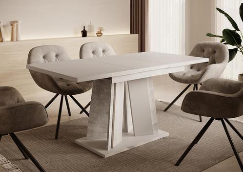 Meubella Eetkamertafel mat wit 160 cm Uitschuifbaar, Huis en Inrichting, Tafels | Eettafels, 150 tot 200 cm, Nieuw, 50 tot 100 cm