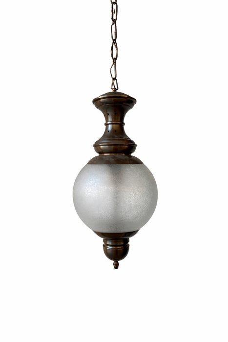 Plafondlamp - Brons, Glas, Metaal - hanglamp, Antiek en Kunst, Curiosa en Brocante