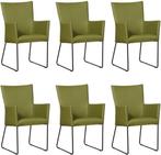 Set van 6 Groene leren industriële eetkamerstoelen - Toledo, Nieuw, Vijf, Zes of meer stoelen, Modern, Leer