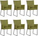 Set van 6 Groene leren industriële eetkamerstoelen - Toledo, Nieuw, Leer, Ophalen of Verzenden, Modern