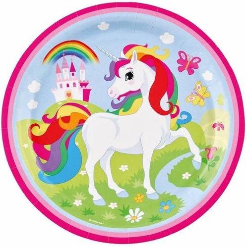 Amscan - Unicorn - Borden (8 stuks ECO), Hobby en Vrije tijd, Feestartikelen, Ophalen of Verzenden